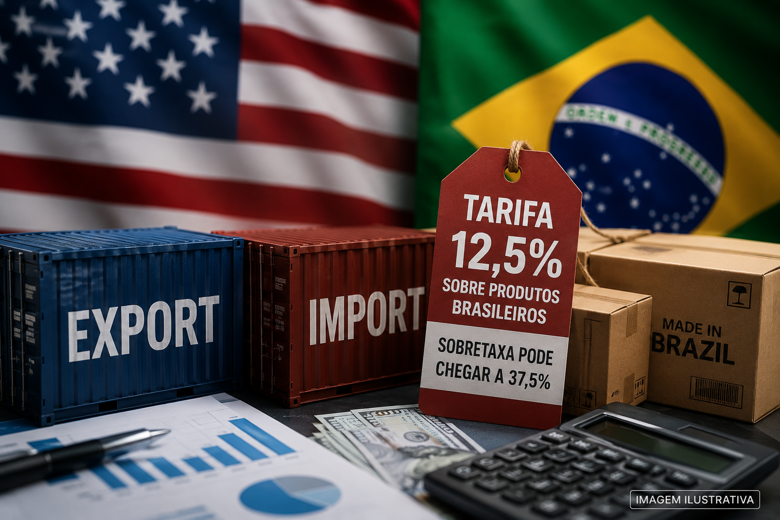 EUA anunciam nova tarifa de 12,5% sobre produtos brasileiros; sobretaxa pode chegar a 37,5%