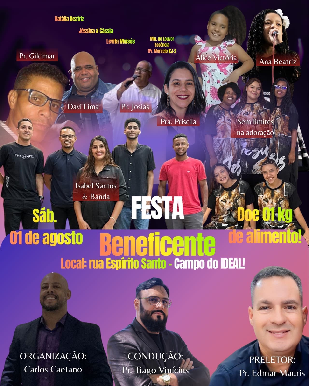 Pedro Leopoldo recebe grande festa beneficente com shows de louvor e arrecadação de alimentos