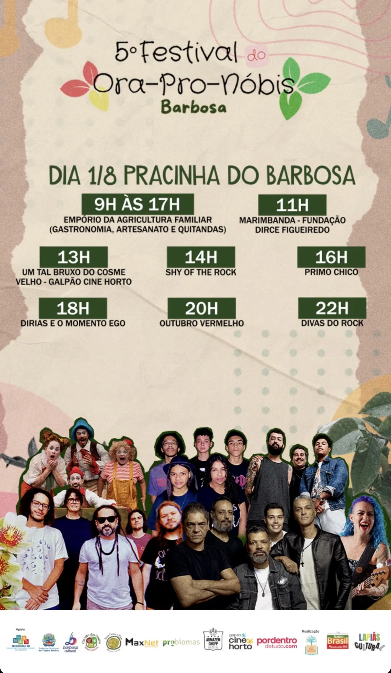 Festival do Ora-pro-Nóbis confirma programação com grandes shows, gastronomia e atrações culturais em Capim Branco