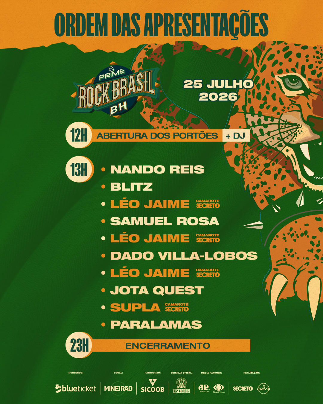 Prime Rock Brasil BH anuncia ordem das apresentações, que vai agitar o Mineirão neste sábado (25)