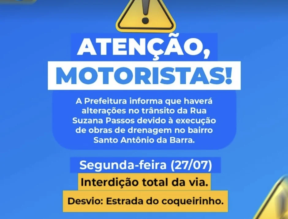 Rua Suzana Passos terá alterações no trânsito para obras de drenagem em Pedro Leopoldo
