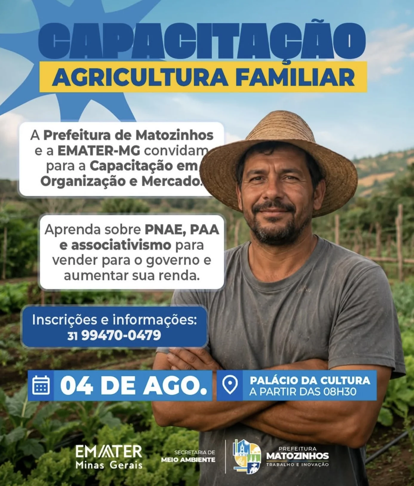 Matozinhos promove capacitação gratuita para agricultores familiares sobre organização e mercado