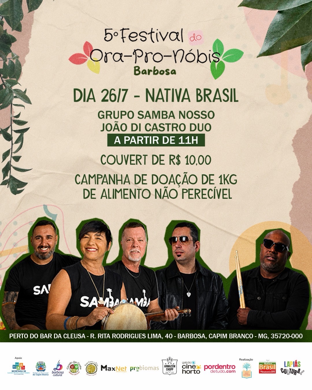 5º Festival do Ora-Pro-Nóbis agita Barbosa neste domingo