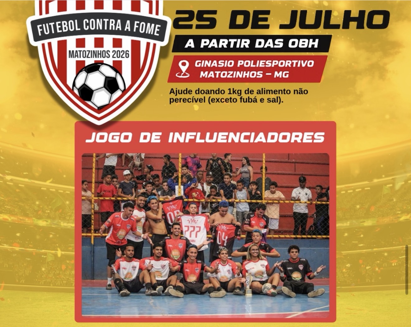 Futebol Contra a Fome reúne esporte e solidariedade neste sábado em Matozinhos