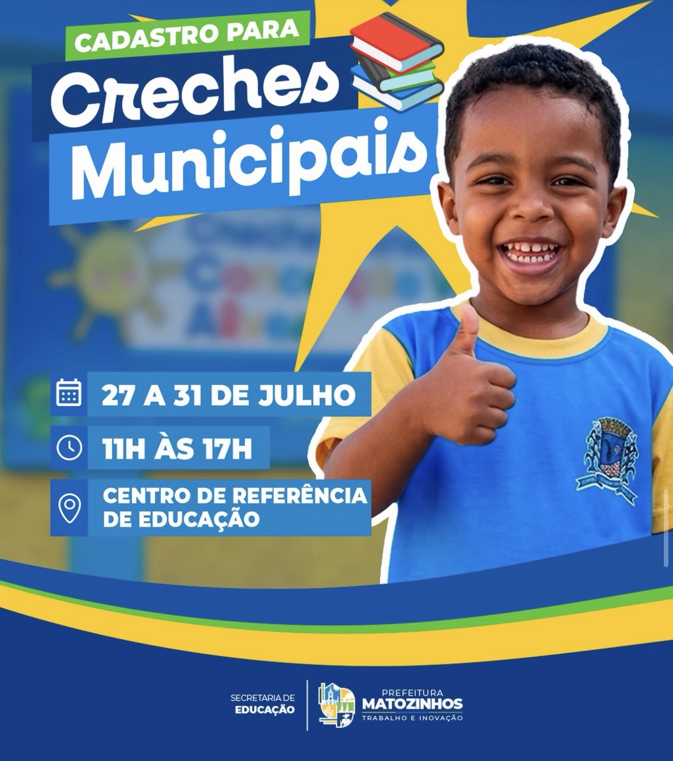 Cadastro para creches municipais de Matozinhos segue até 31 de julho