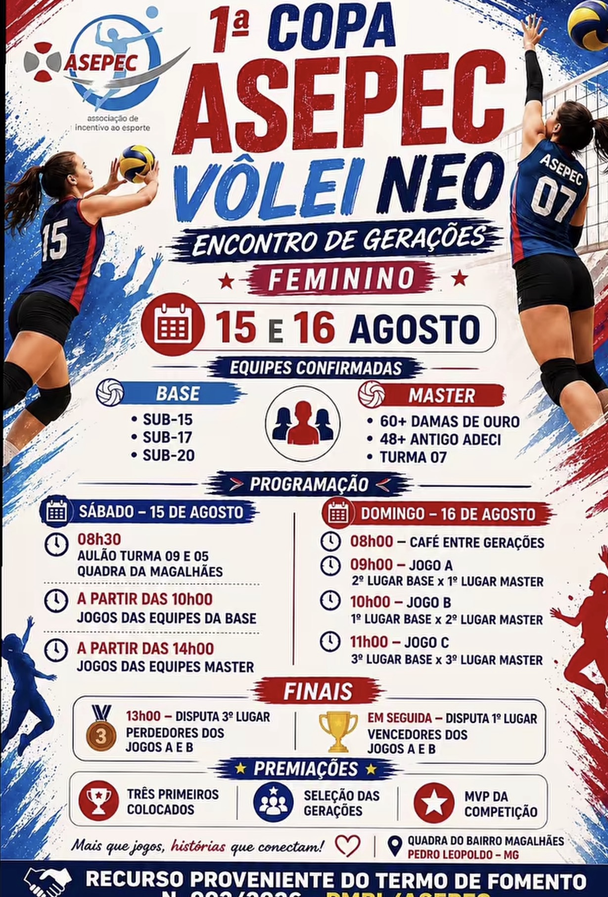 Pedro Leopoldo recebe 1ª Copa ASEPEC de Vôlei Neo com encontro de gerações