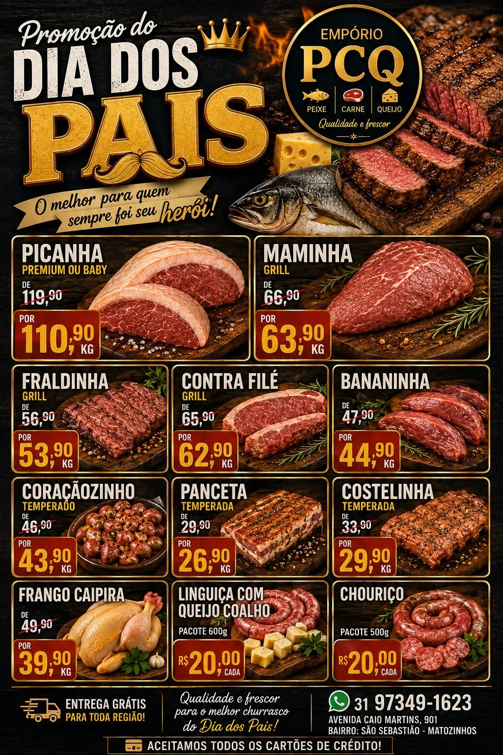 Empório PCQ lança promoção especial de Dia dos Pais com cortes nobres e entrega gratuita