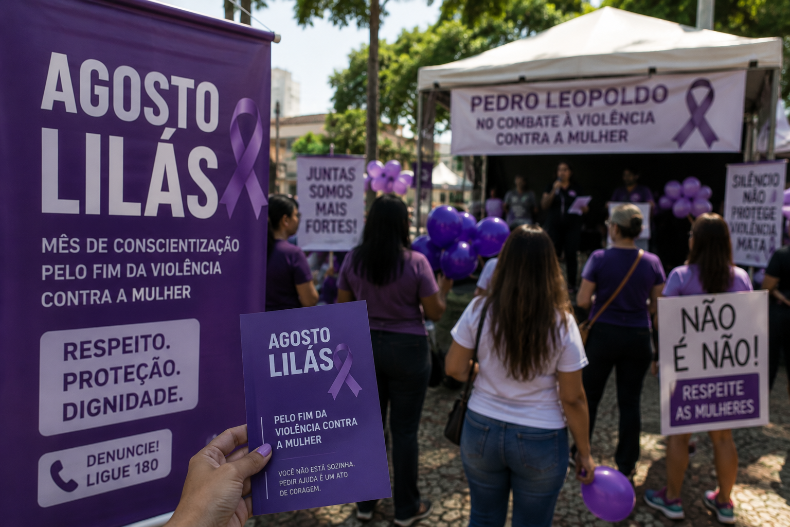 Pedro Leopoldo abre campanha Agosto Lilás com ato de conscientização
