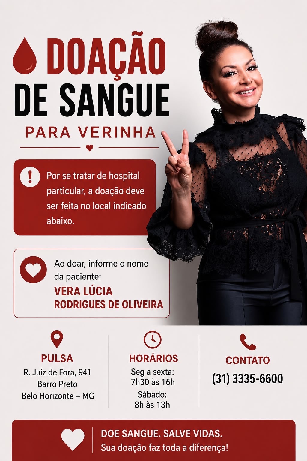 Campanha busca doadores de sangue para Verinha do Salão