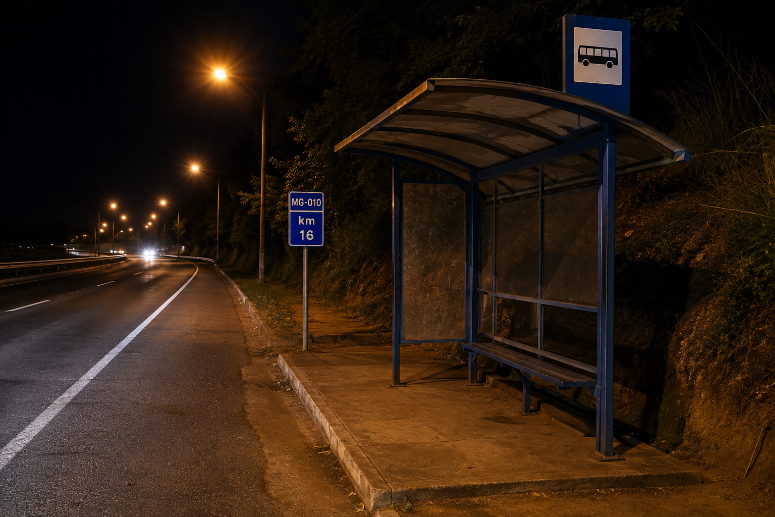 Mulher é rendida com faca e tem bolsa roubada em ponto de ônibus na MG-010