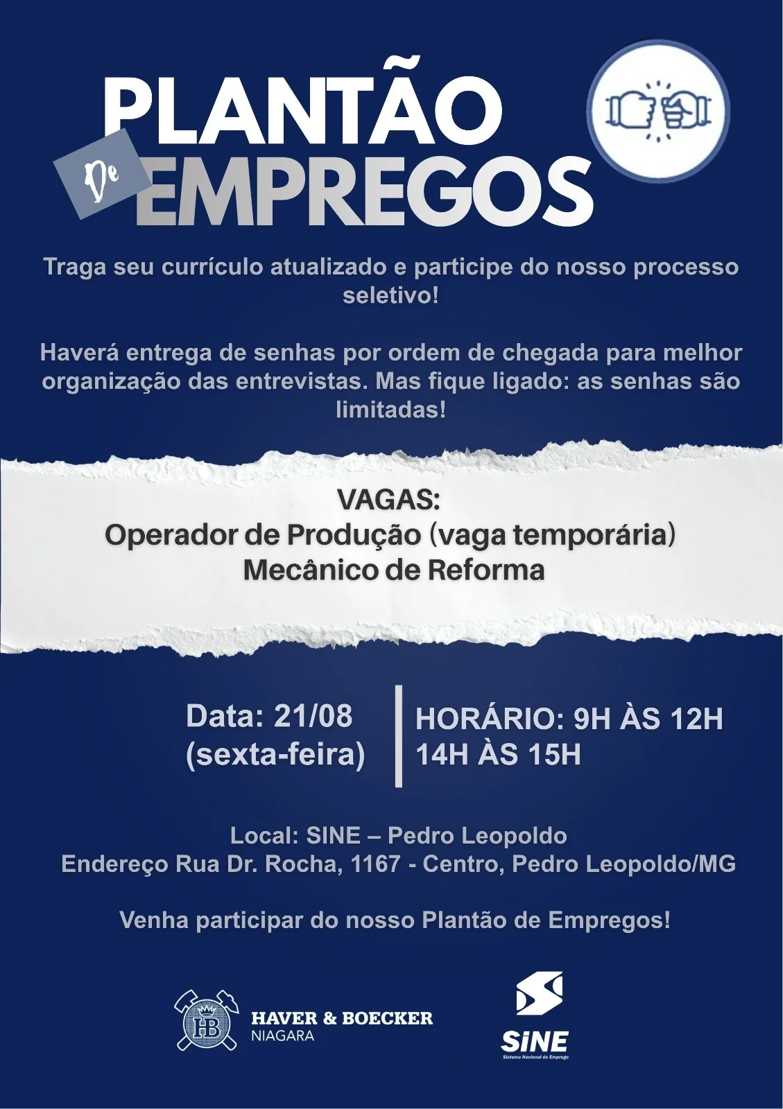 Haver & Boecker Niagara oferece vagas em Plantão de Empregos em Pedro Leopoldo