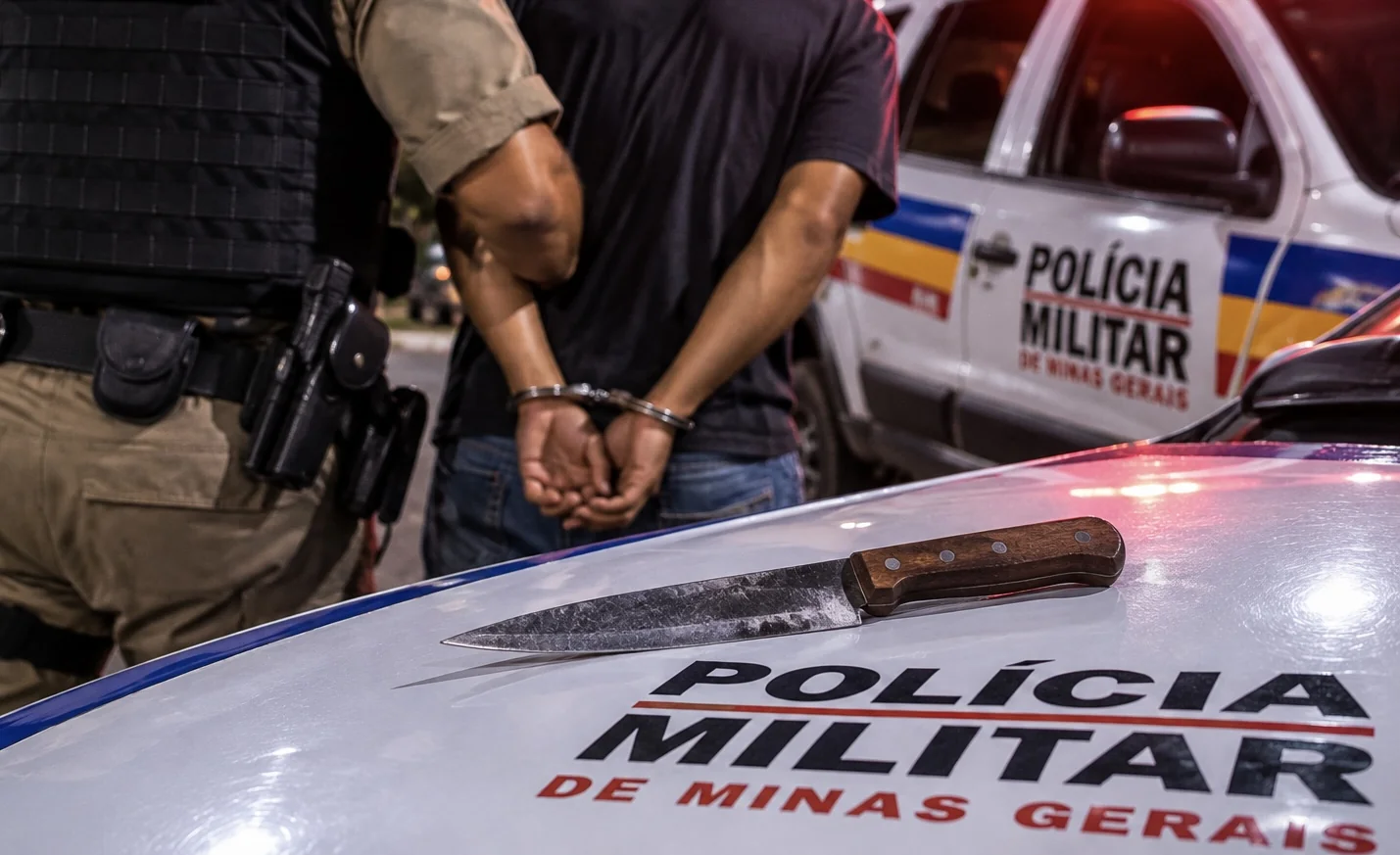 Homem é detido com faca durante abordagem na Praça da Bíblia, em Sete Lagoas
