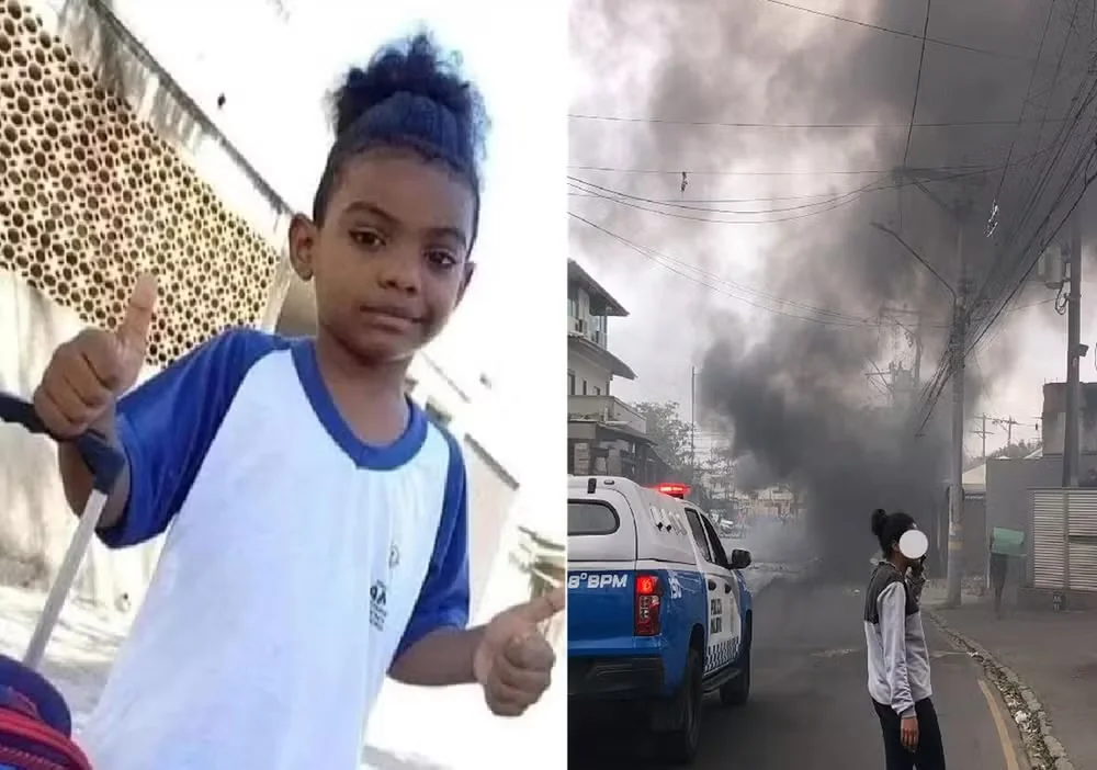 Moradores fazem protesto após criança de 5 anos morrer baleada no Rio