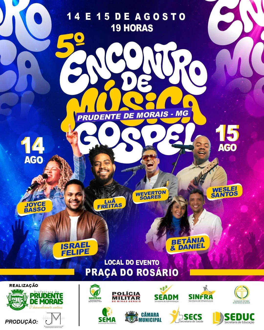 Final de semana terá música gospel gratuita em Prudente de Morais