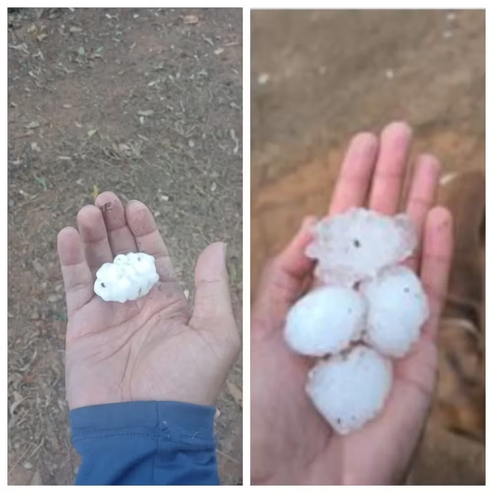 Chuva de granizo assusta moradores e danifica telhado em São Brás do Suaçuí