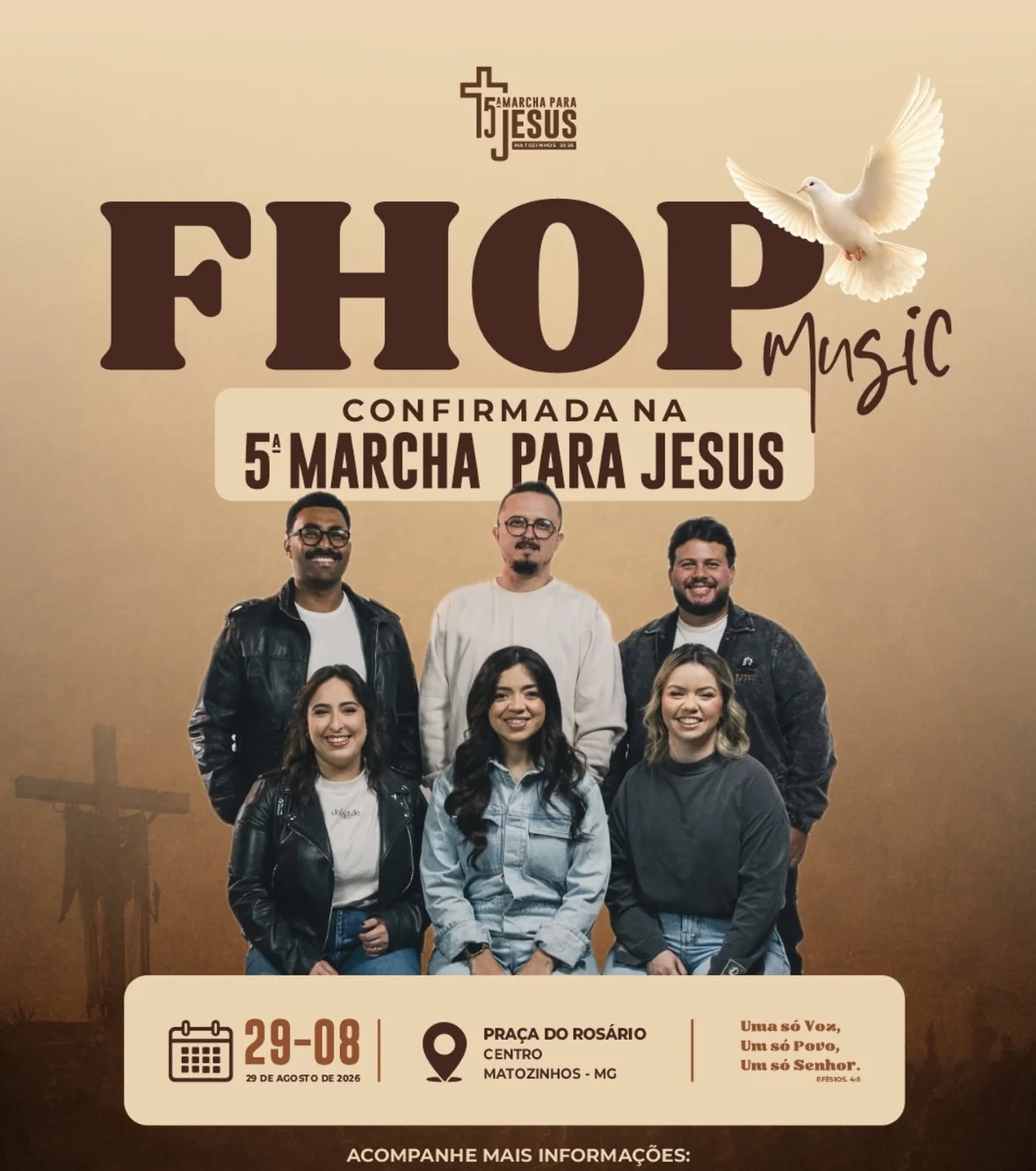 FHOP Music é atração confirmada na 5ª Marcha para Jesus neste sábado em Matozinhos