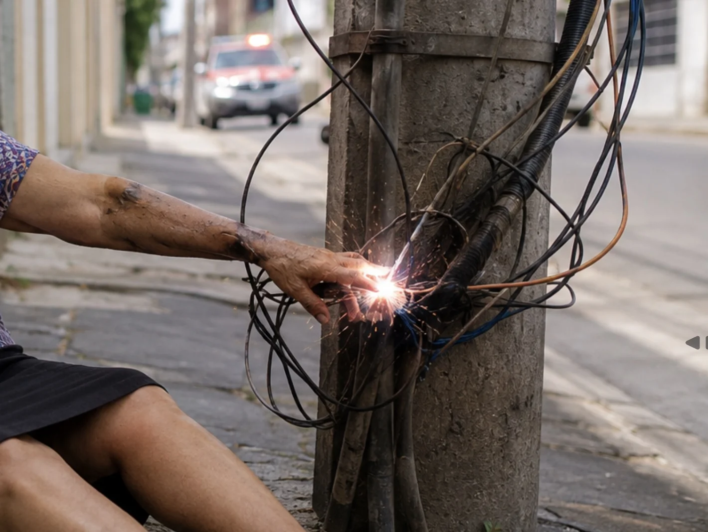 Idosa sofre descarga elétrica ao encostar em fio energizado