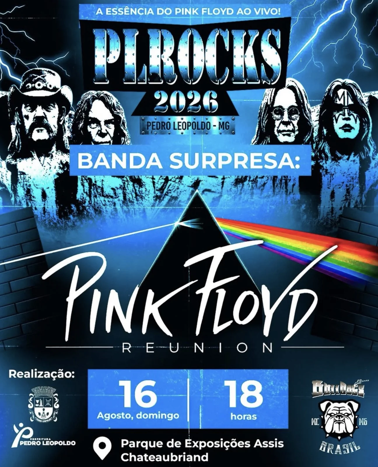 Pedro Leopoldo recebe show tributo ao Pink Floyd neste domingo