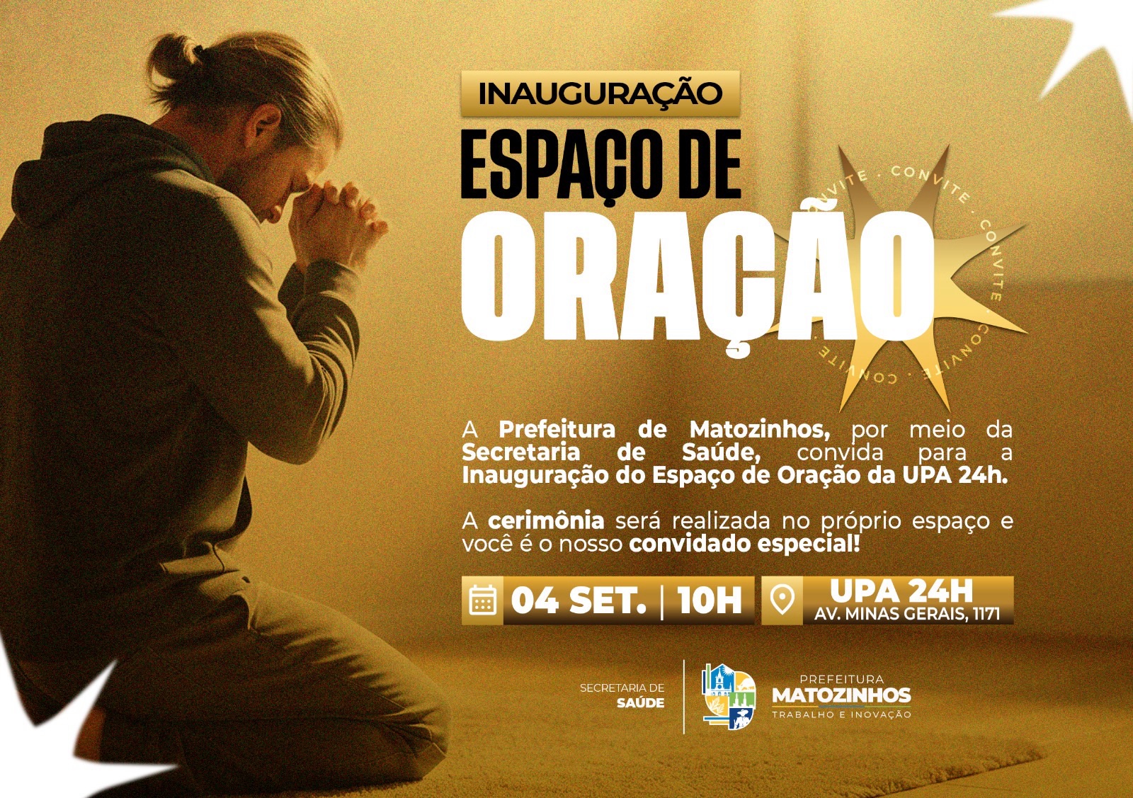 É NESTA SEXTA! Matozinhos inaugura Espaço de Oração na UPA 24h