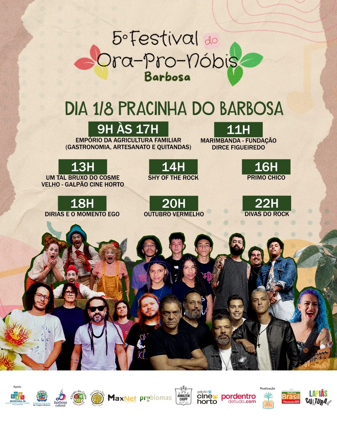 Festival do Ora-Pro-Nóbis reúne música, gastronomia e atrações culturais neste sábado em Capim Branco