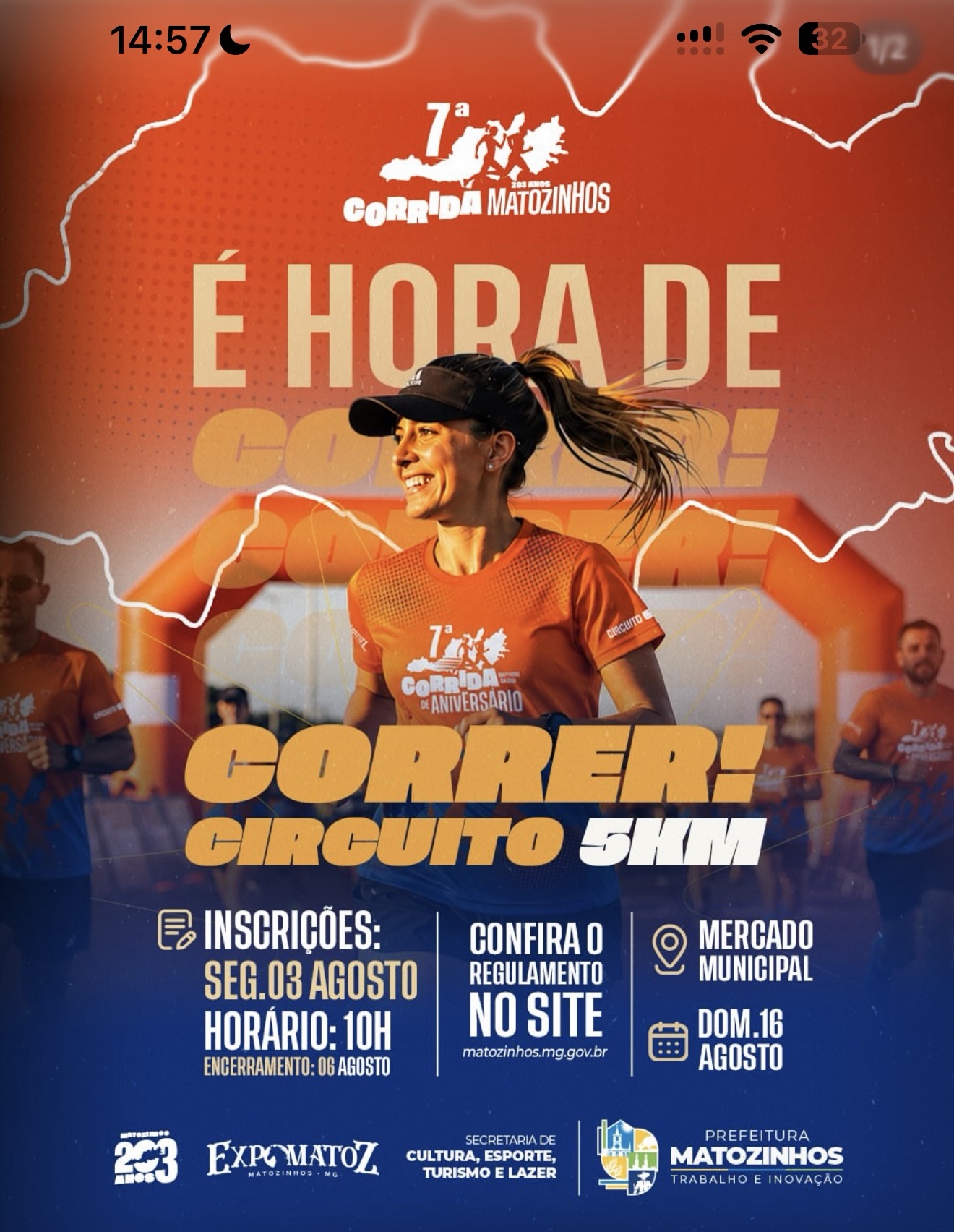Matozinhos abre inscrições para a 7ª Corrida de Aniversário dos 203 anos da cidade