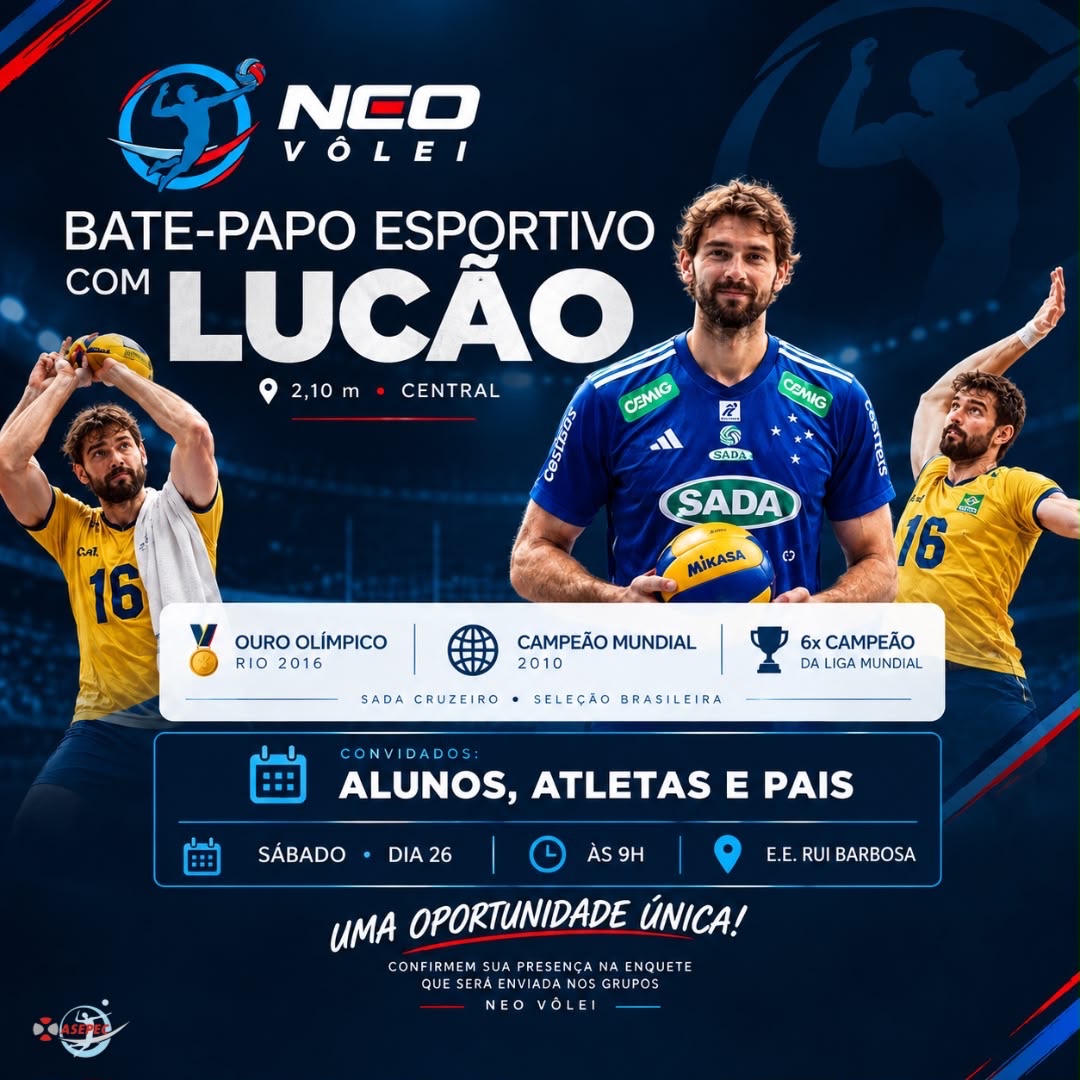 Lucão participa de bate-papo esportivo com alunos, atletas e pais em Pedro Leopoldo
