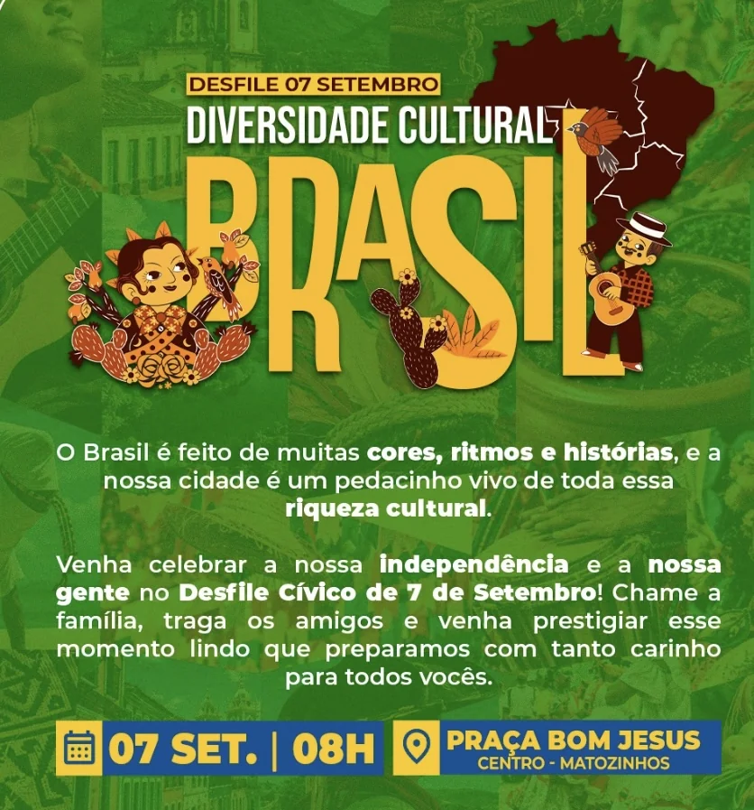 Matozinhos prepara Desfile Cívico com foco na diversidade cultural