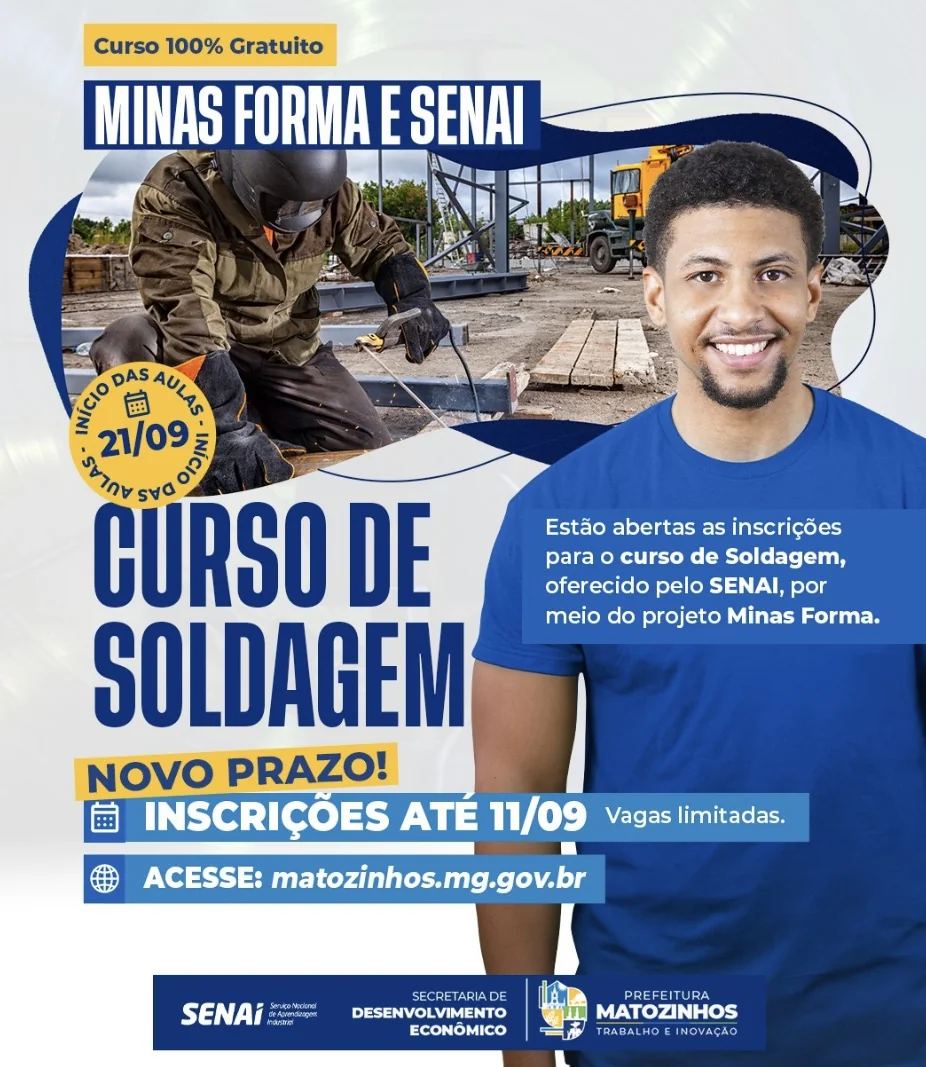 Curso gratuito de soldagem abre inscrições em Matozinhos