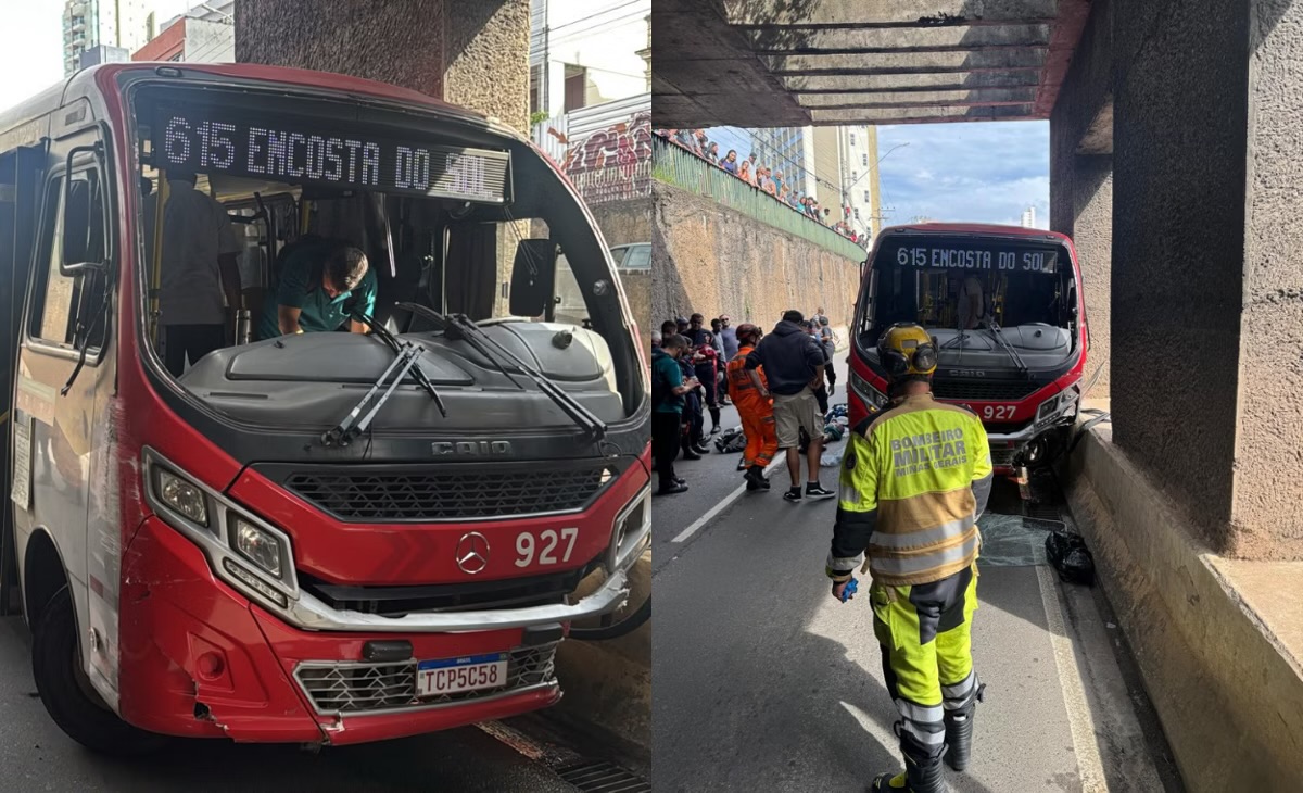 Ônibus atinge oito veículos após motorista sofrer mal súbito em MG