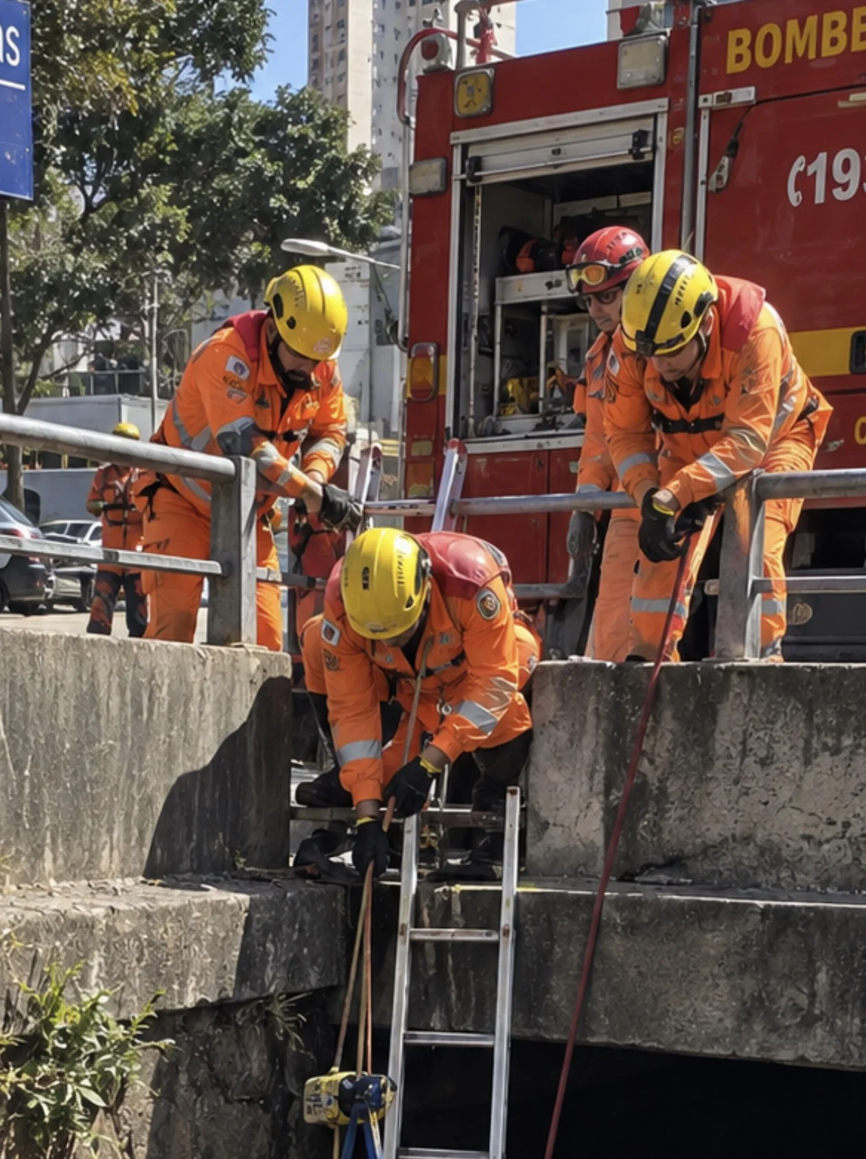 Vítima cai em canal de água e é resgatada pelos bombeiros em BH