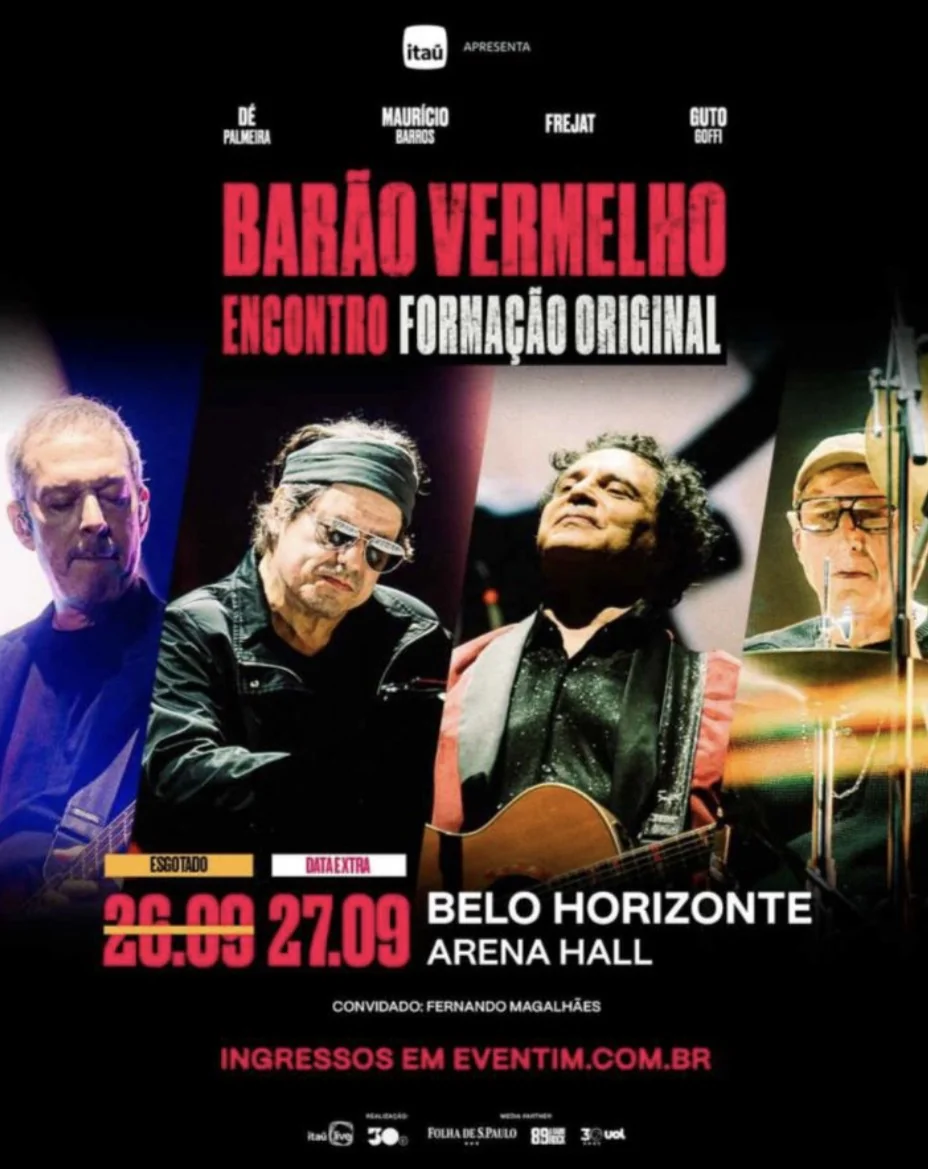 Barão Vermelho Encontro acontece em BH nos dias 26 e 27 de setembro, no Arena Hall