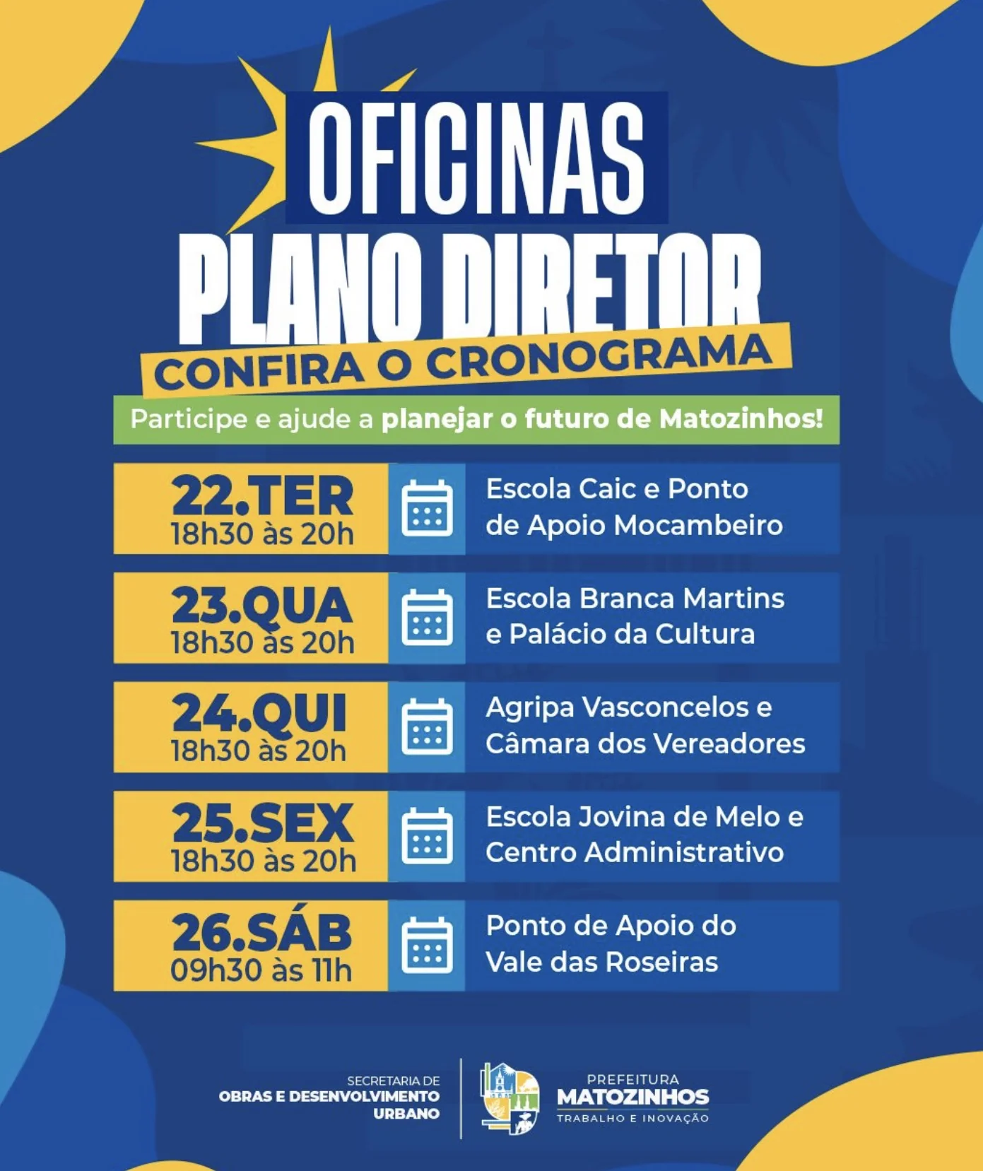 Matozinhos abre debate sobre o futuro da cidade com oficinas do Plano Diretor; veja onde participar