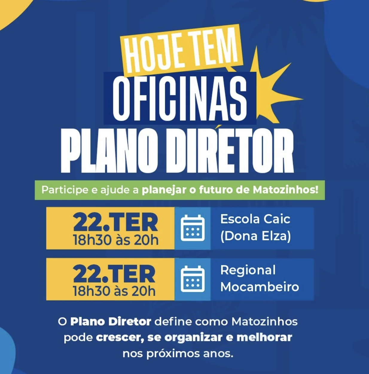 Plano Diretor de Matozinhos promove oficinas para ouvir moradores sobre o futuro da cidade