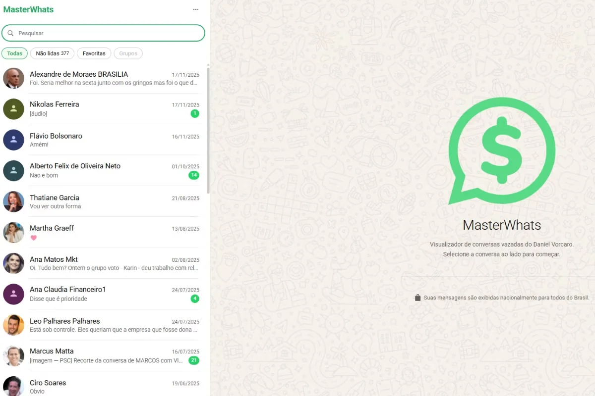 Site simula WhatsApp de Vorcaro e reúne mais de 65 mil mensagens do caso Master