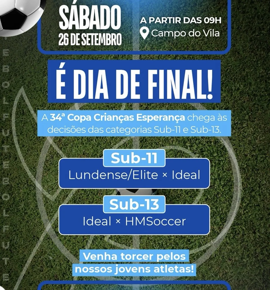 34ª Copa Crianças Esperança define campeões neste sábado em Pedro Leopoldo
