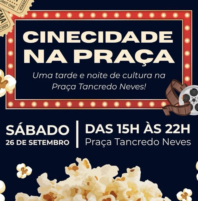 Cinecidade na Praça leva cinema e atividades culturais a Pedro Leopoldo neste sábado