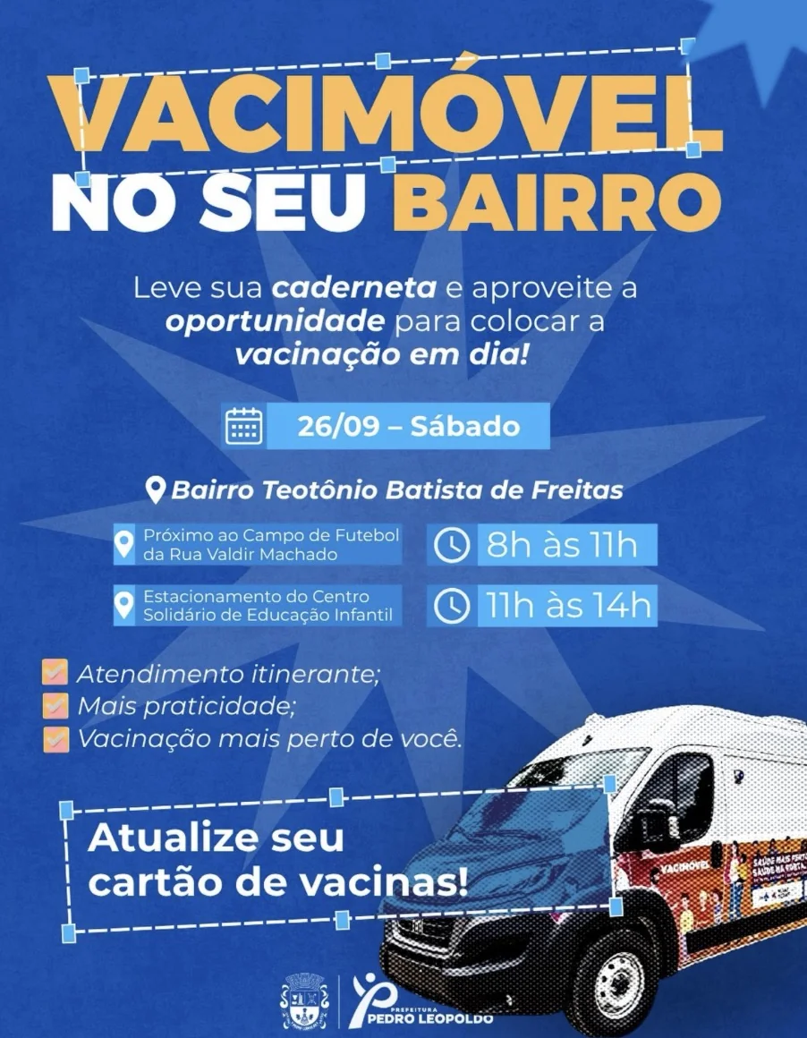 Vacimóvel leva vacinação ao bairro Teotônio Batista de Freitas neste sábado