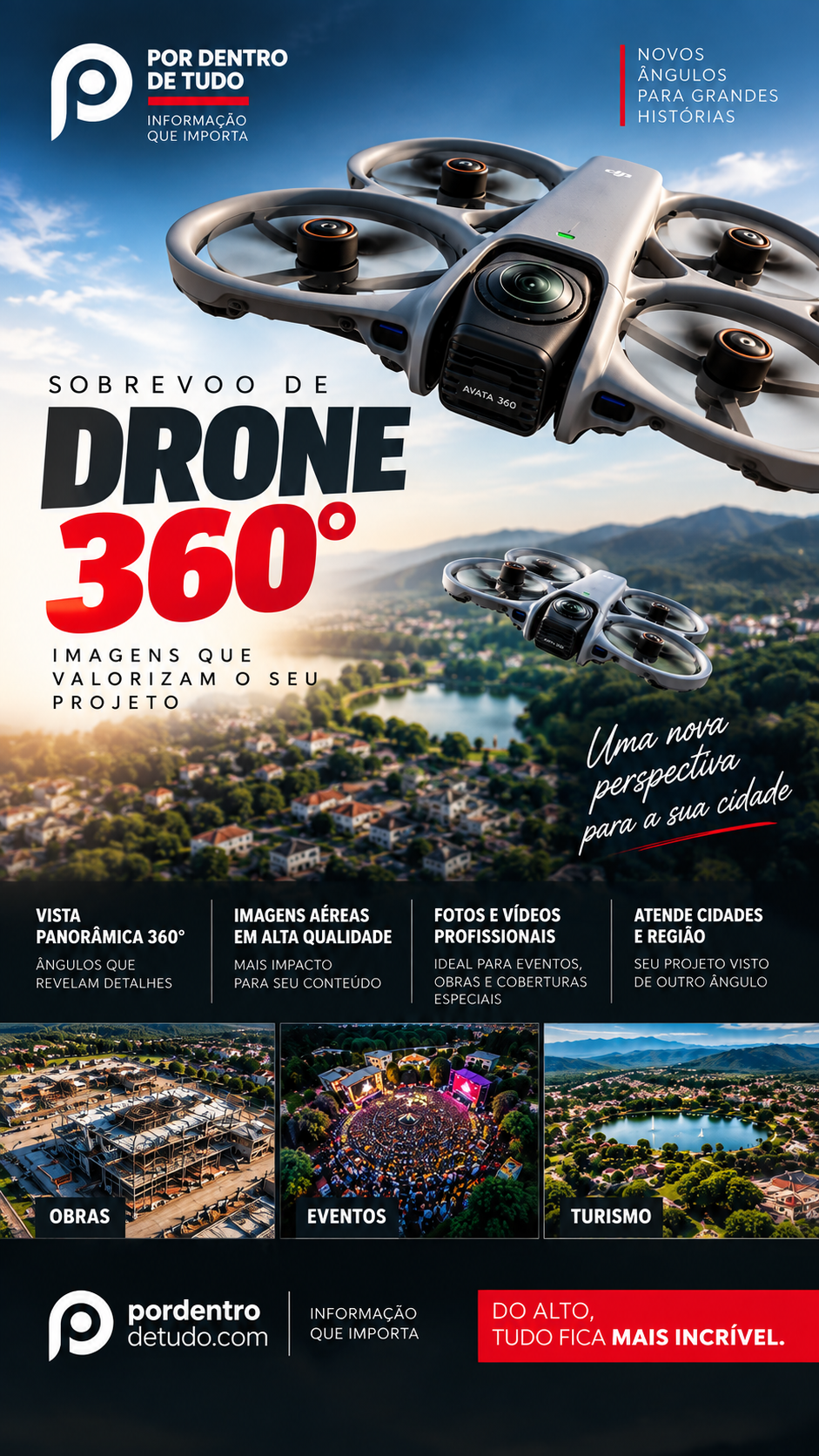 Imagens aéreas em 360° dão uma nova perspectiva ao seu projeto