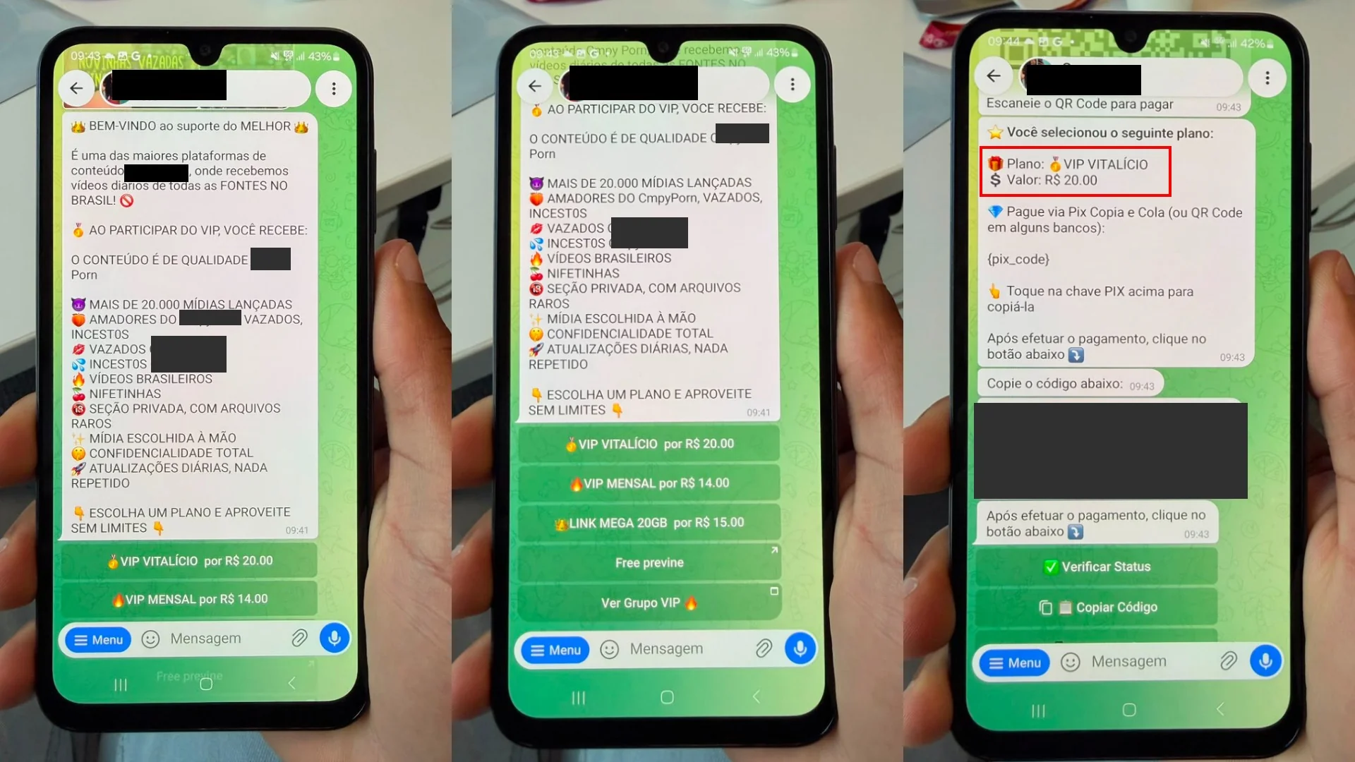 Criminosos vendem pacotes de vídeos de abuso sexual infantil por R$ 10 no Telegram e usam PIX para recebimento