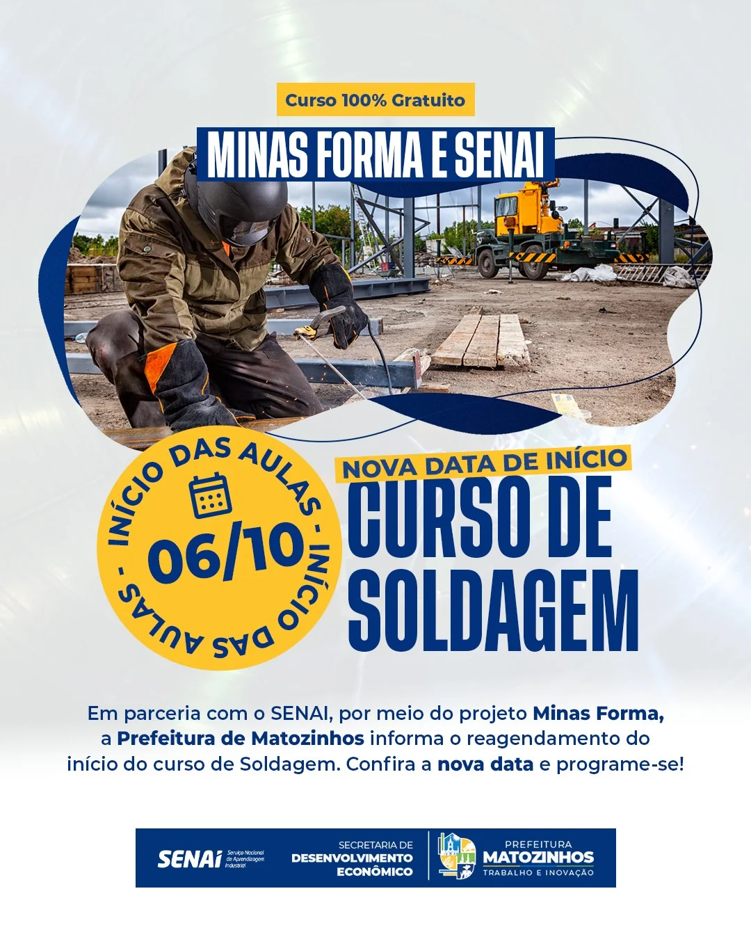 Curso gratuito de Soldagem oferecido em Matozinhos a partir de 6 de outubro