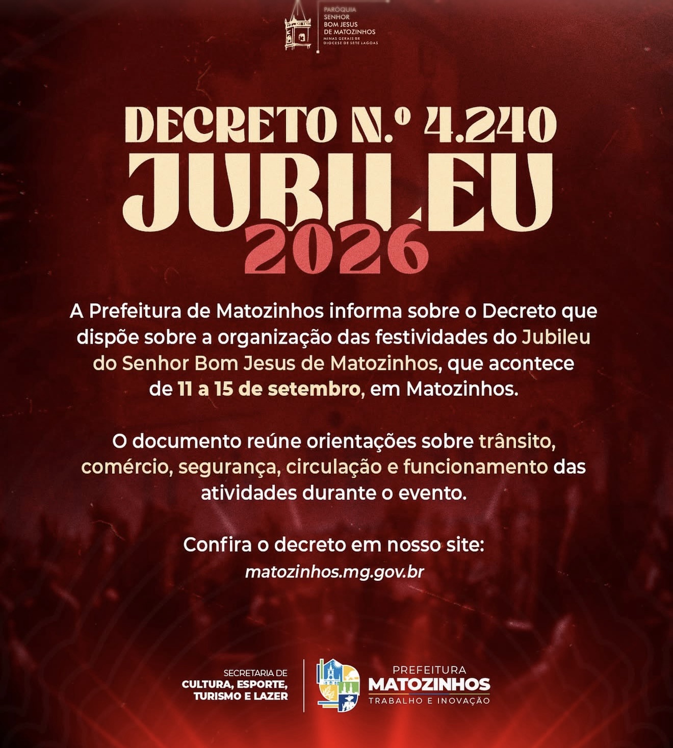Jubileu do Senhor Bom Jesus ganha novas regras para as festividades