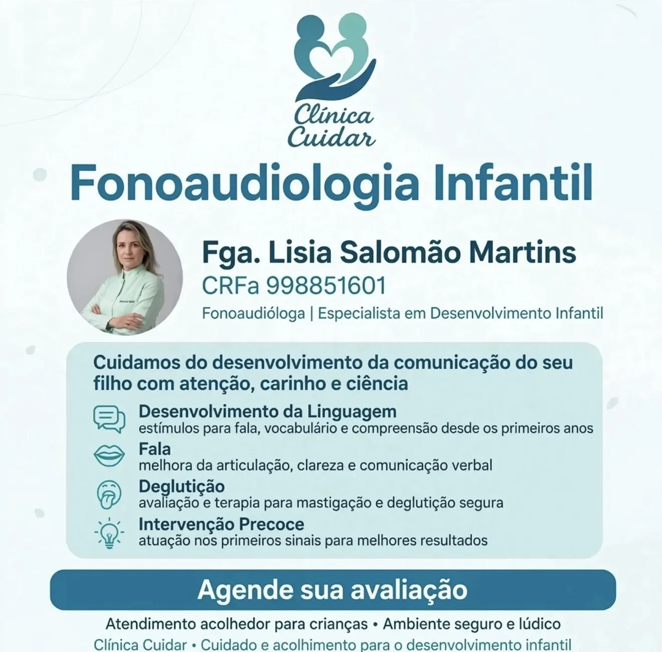 Clínica Cuidar oferece atendimento especializado em fonoaudiologia infantil em Pedro Leopoldo