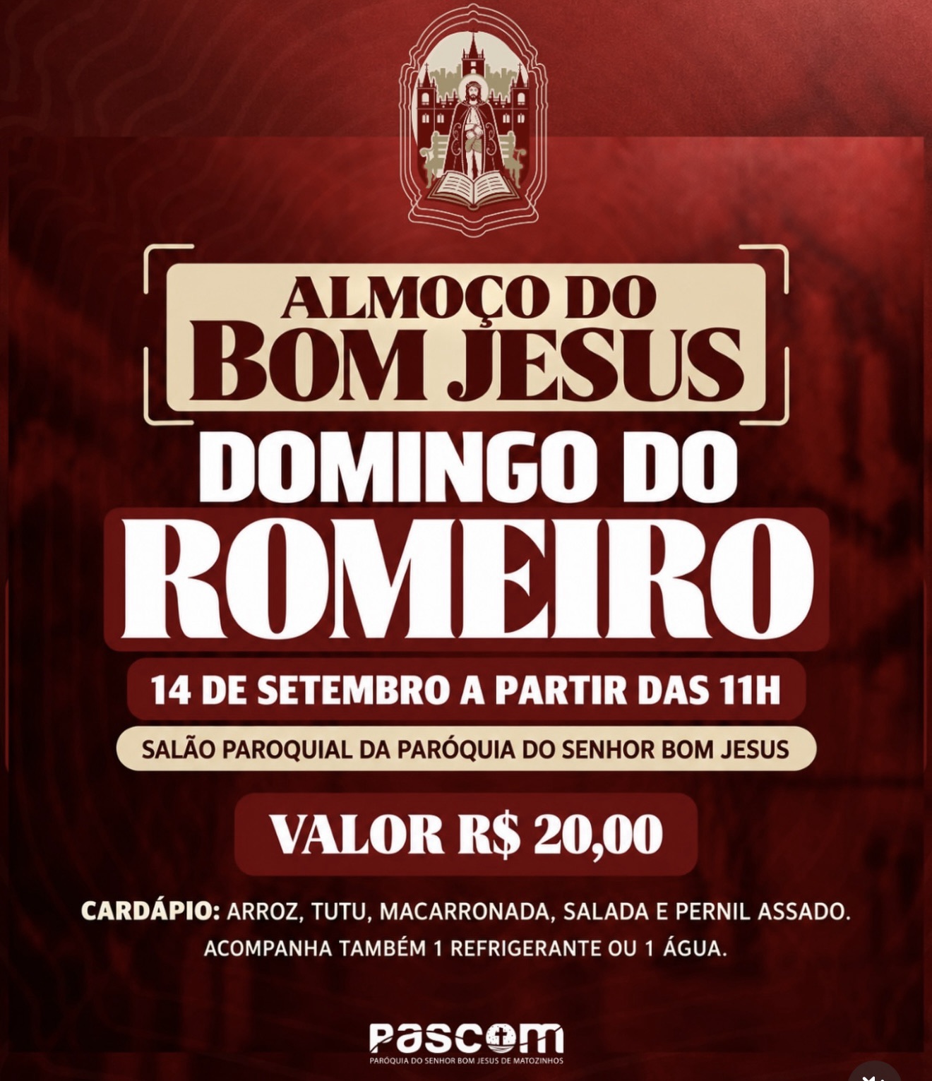 Almoço do Bom Jesus será neste domingo, 20, em Matozinhos