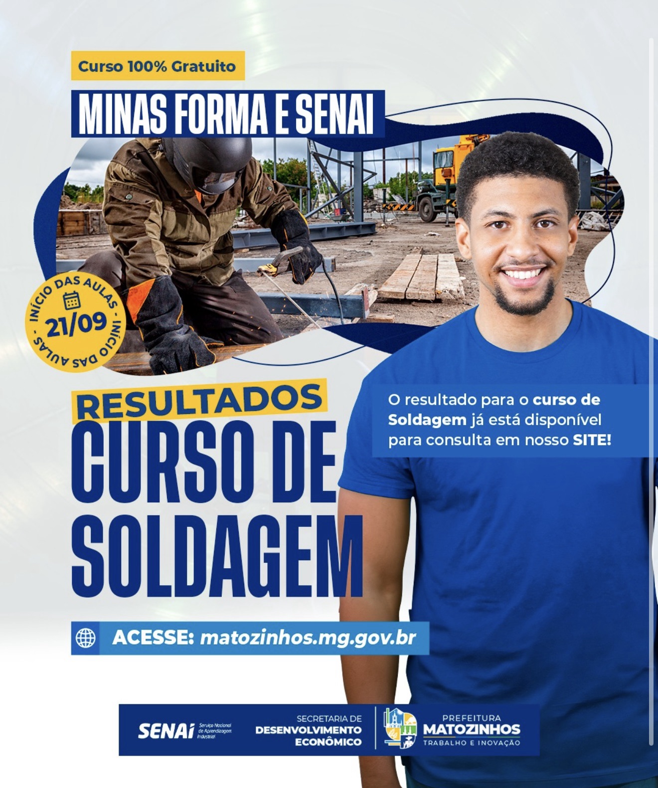 Resultado do curso gratuito de soldagem já está disponível em Matozinhos