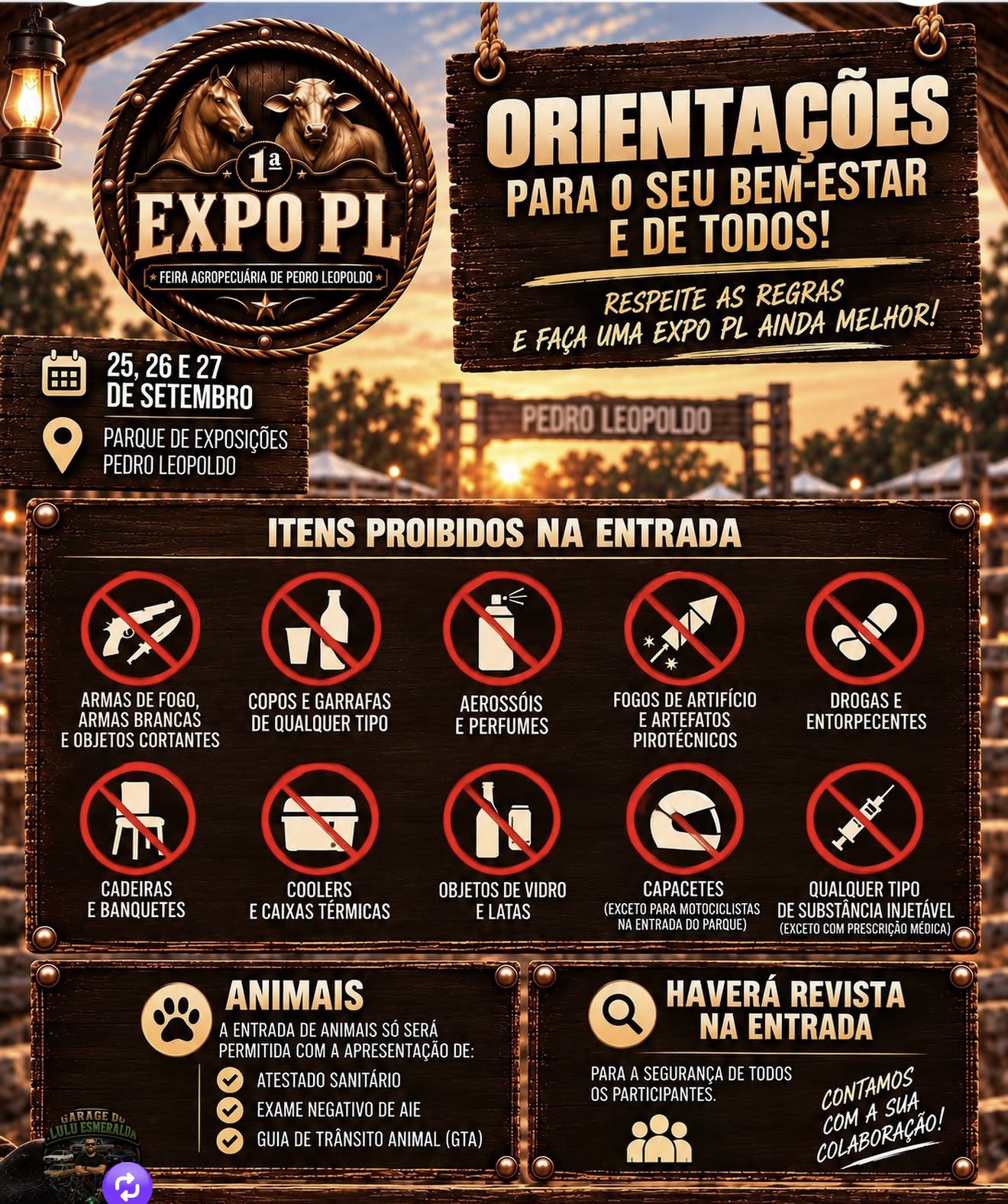 Expo PL divulga regras e itens proibidos para entrada no evento