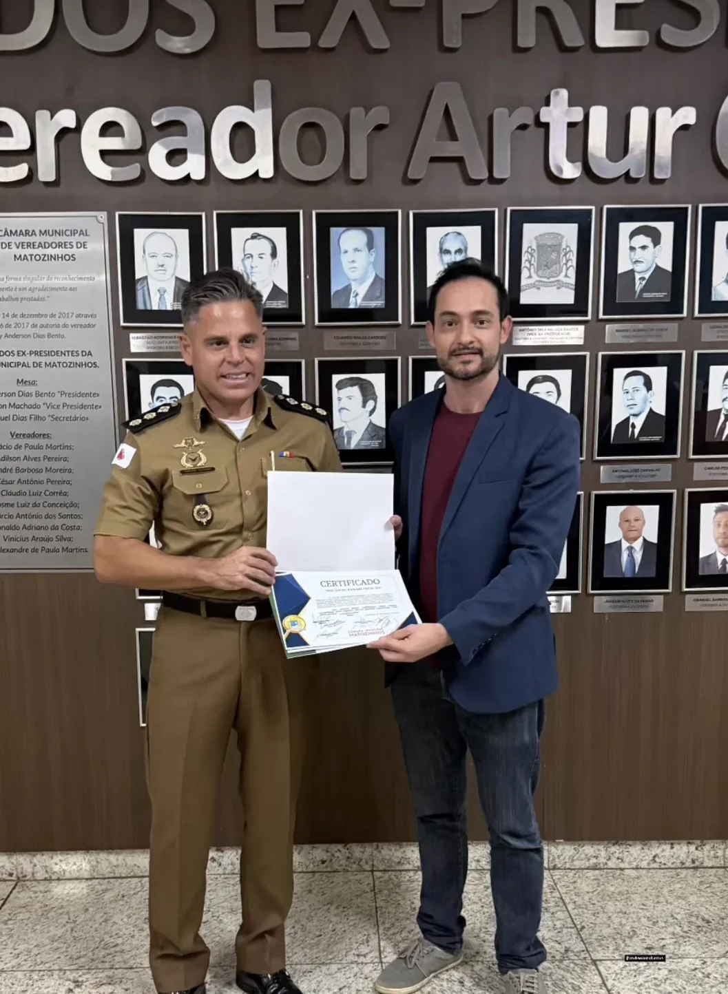 Tenente-coronel Bastos recebe homenagem da Câmara de Matozinhos após deixar comando da PM