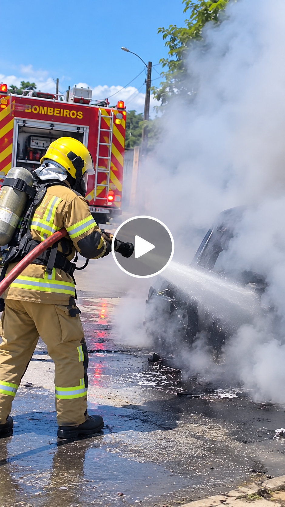Bombeiros são acionados para incêndio em veículo em Matozinhos, mas fogo é controlado por populares