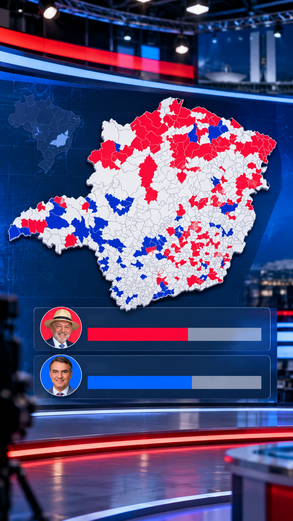 Disputa acirrada em Minas: Lula passa Flávio com 23% das urnas apuradas, perde a liderança com 33% e volta à frente na apuração