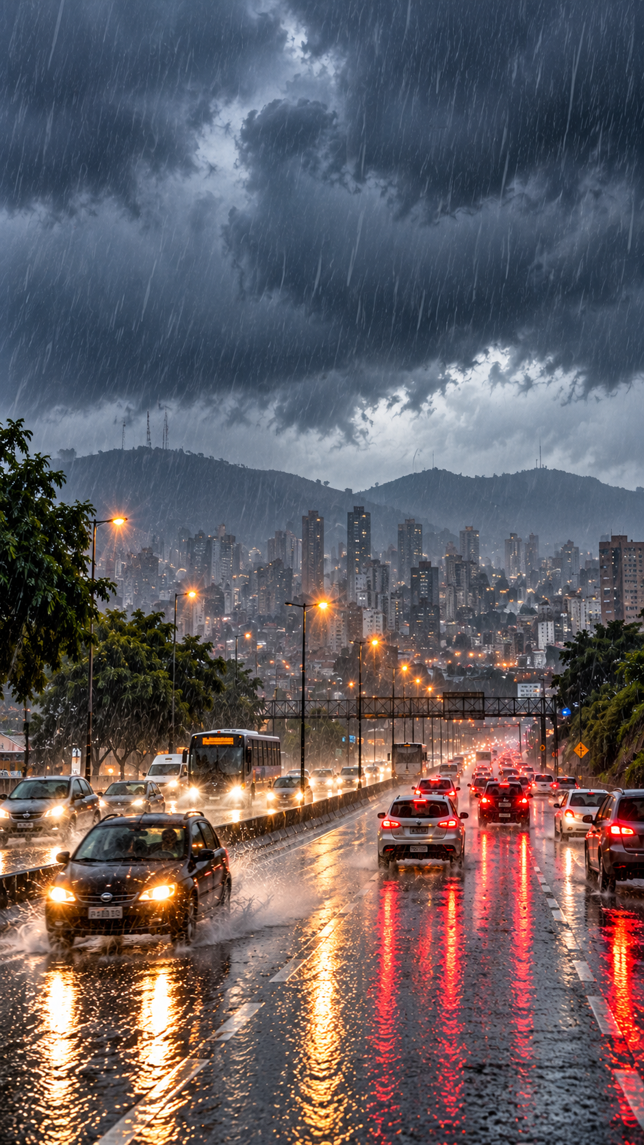 RMBH tem previsão de chuva forte, vendaval, raios e possibilidade de granizo nesta sexta