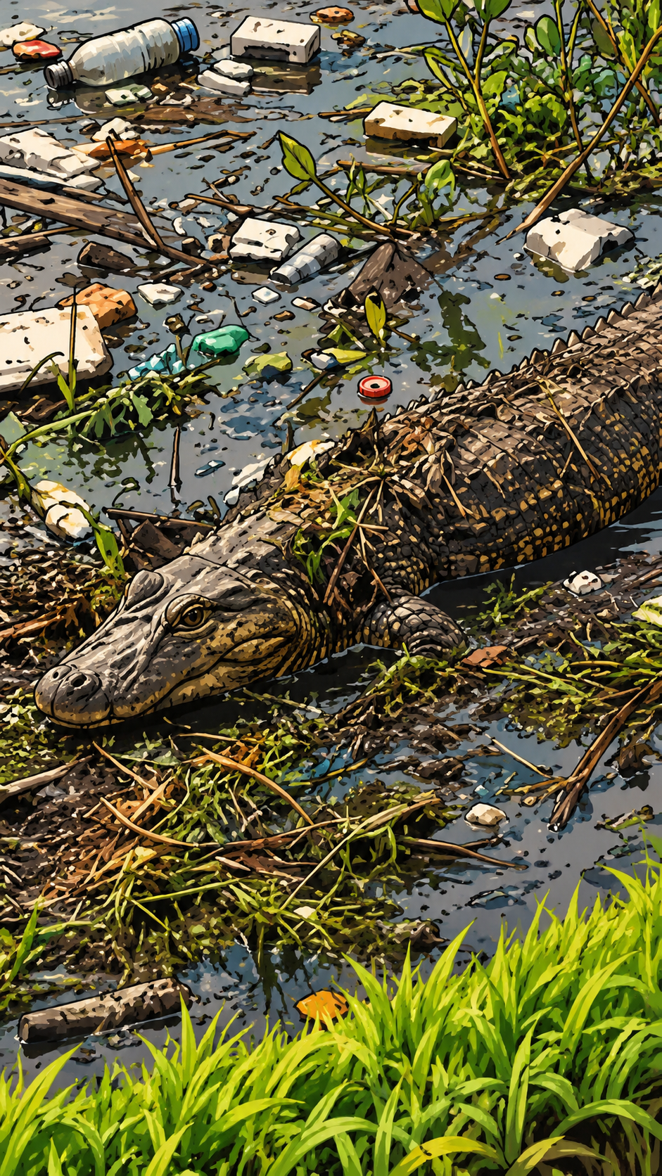 Jacaré é flagrado em meio a acúmulo de lixo na Lagoa da Pampulha, em BH